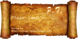 Plajer Tamás névjegykártya
